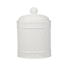 Basketweave White Round Canisters