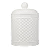 Basketweave White Round Canisters