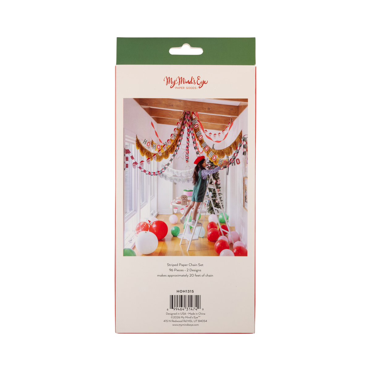 Red, Pink and Green 20ft Christmas Paper Chains