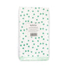 Pack of paper napkins with green shamrock pattern on a white background