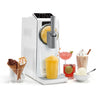 Ice cream and smoothie-making machine with various ice cream and smoothie items on a white background
