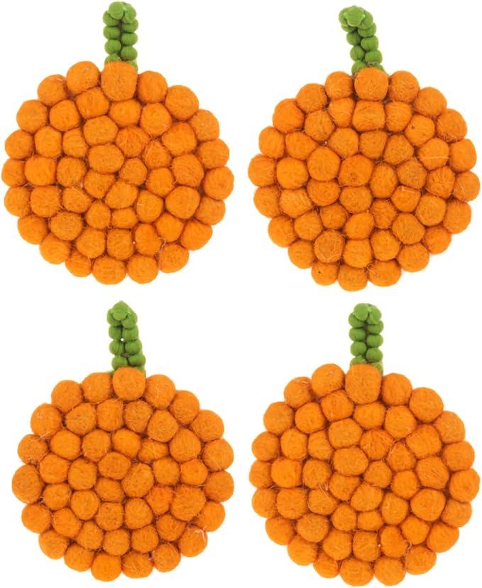 Coaster Pumpkin Felt 4/cs (dis)