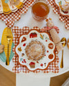 Rust Gingham Scalloped Square Paper Plates