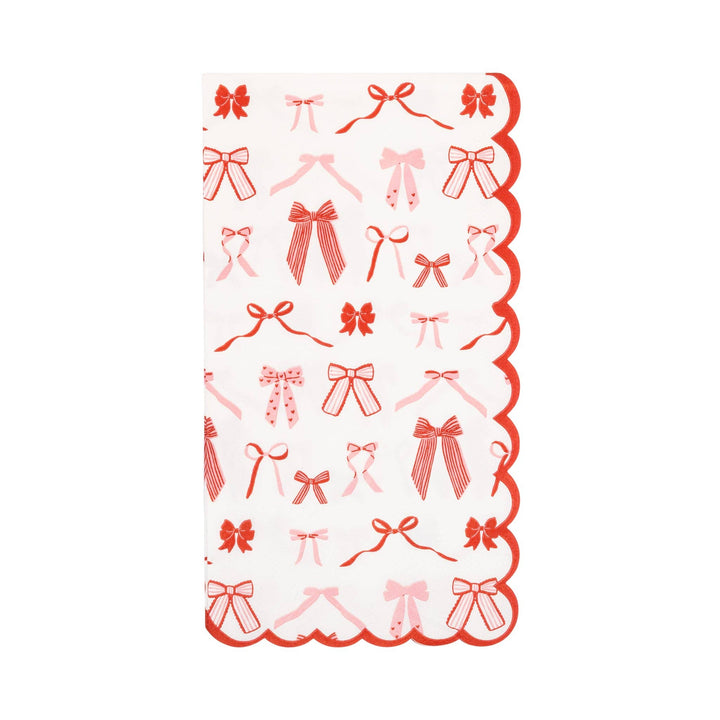 Napkin with red bow pattern on a white background