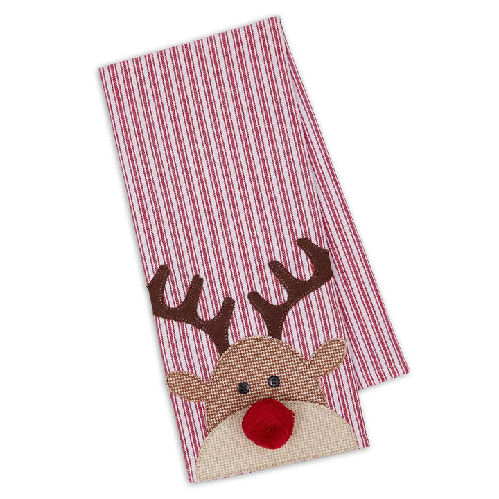 Reindeer Embellished Dishtowel