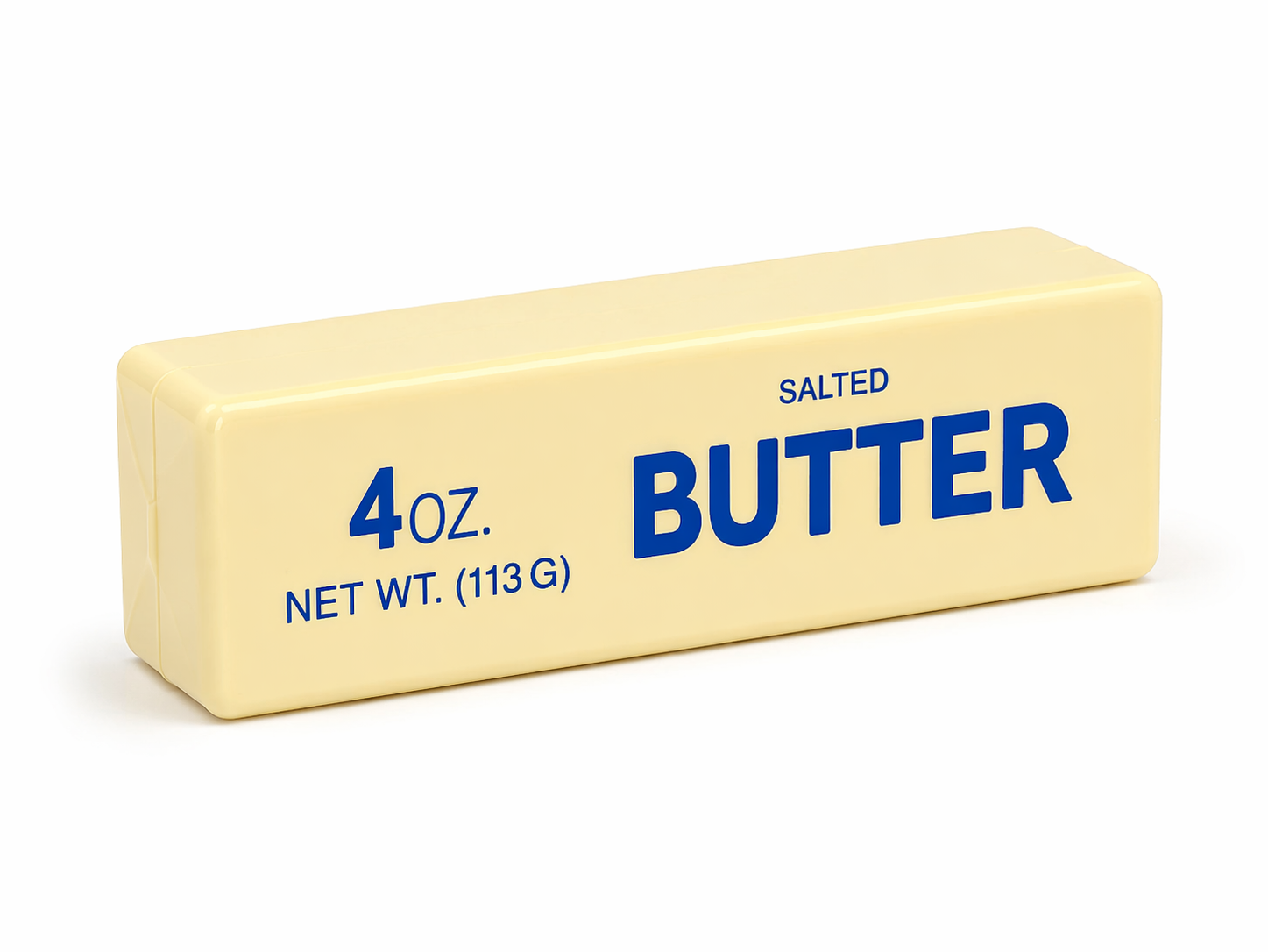 Butter squishy toy with '4 oz. Salted Butter' text on a white background