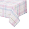 Checkered tablecloth with pastel colors on a white background