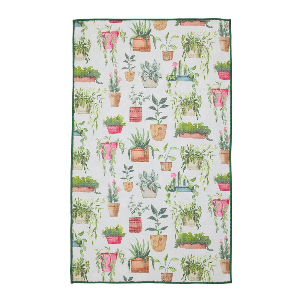 Decorative towel with plant pattern on a white background