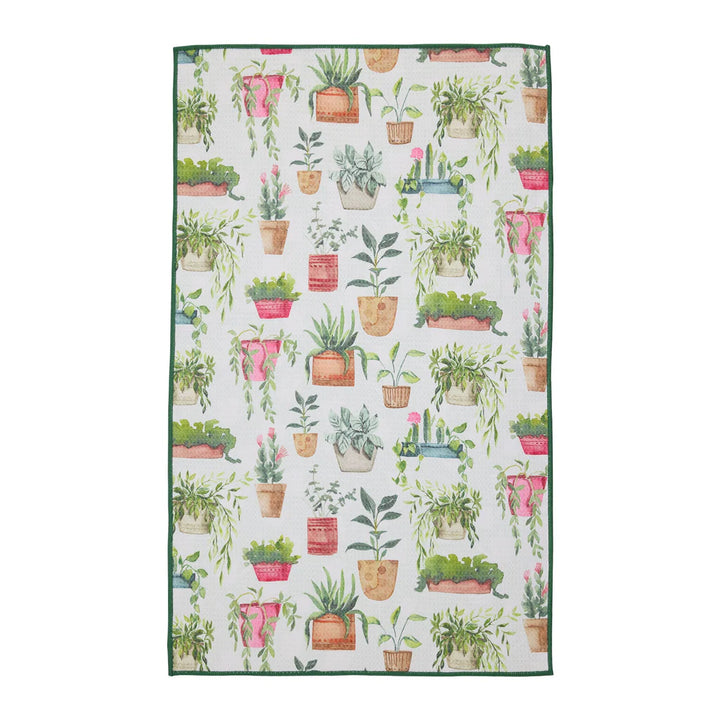 Decorative towel with plant pattern on a white background