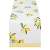 Table runner with lemon pattern on a white background