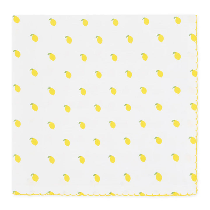White napkin with yellow lemon pattern