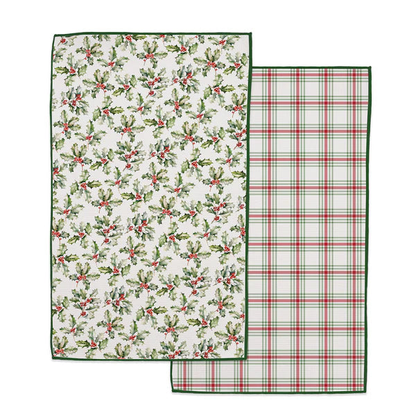 Holiday Holly Printed Microfiber Dishtowel