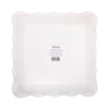 Pack of white paper plates with a visible brand label on a white background