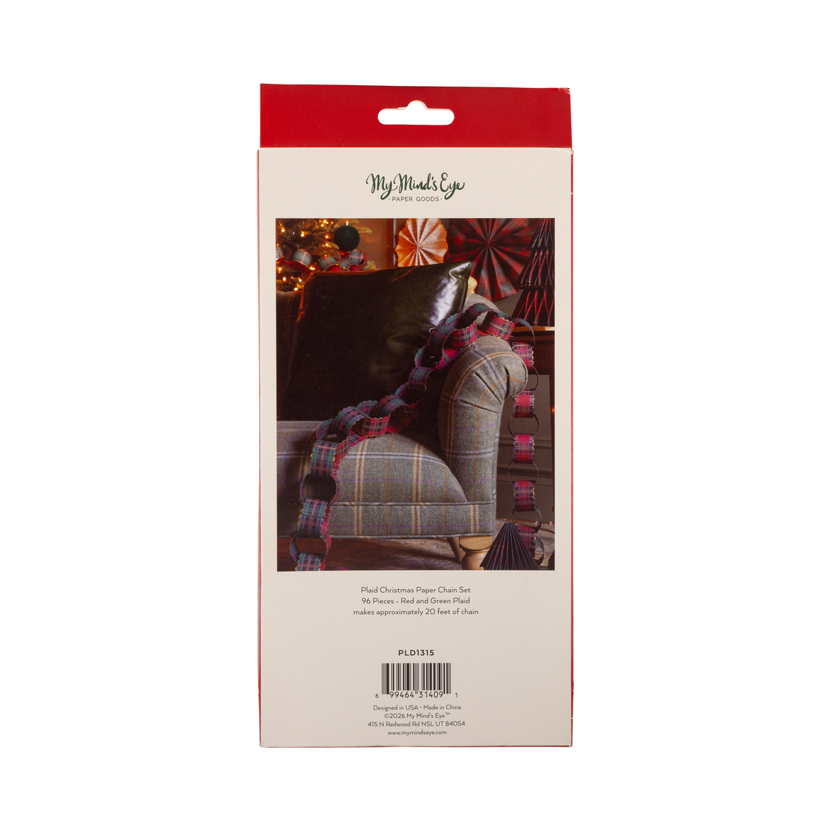 Red and Green Plaid 20ft Christmas Paper Chains