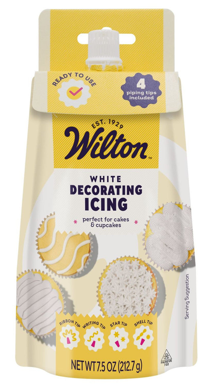 Wilton white decorating icing package on a white background