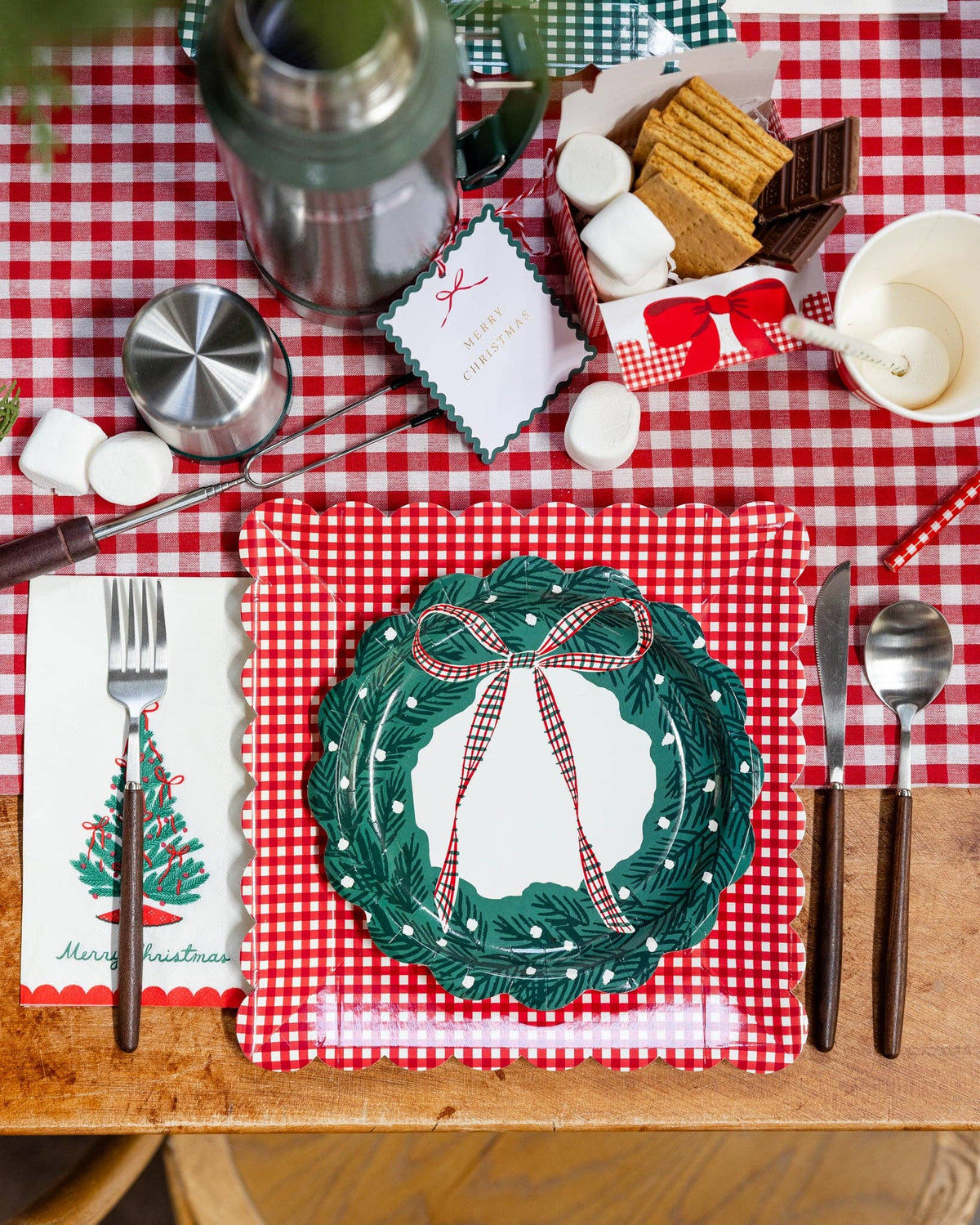 Red and Green Gingham 10" Paper Dinner Plates