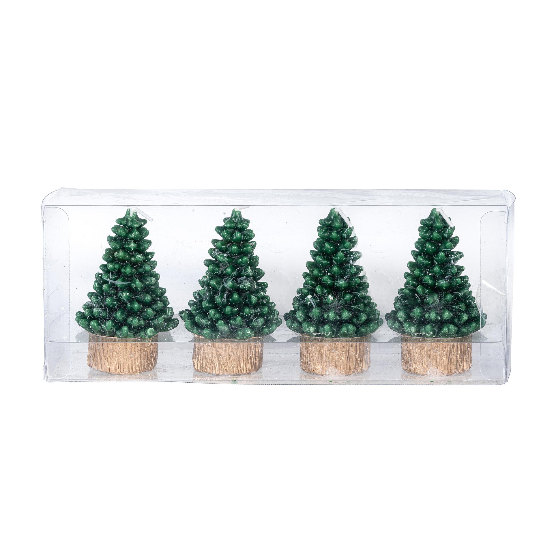 Shades of Green Tree Wax Candle, Set of 4