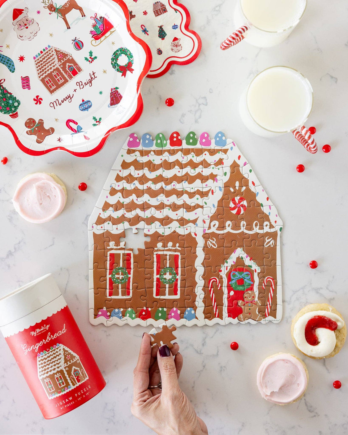 Gingerbread House Shaped Jigsaw Puzzle 87pc