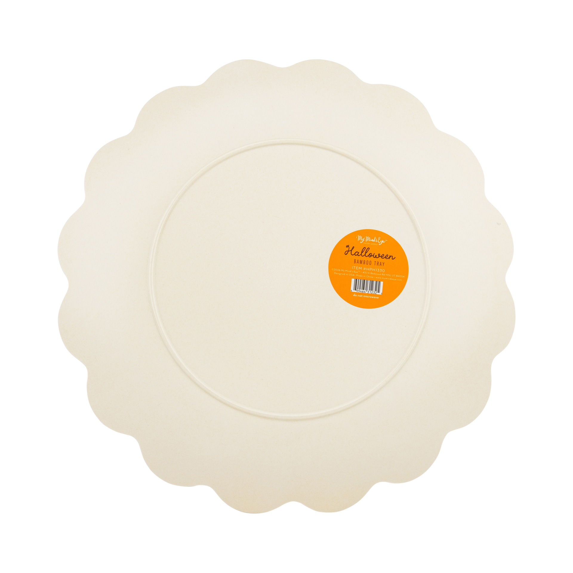 Happy Halloween Scalloped Bamboo Tray