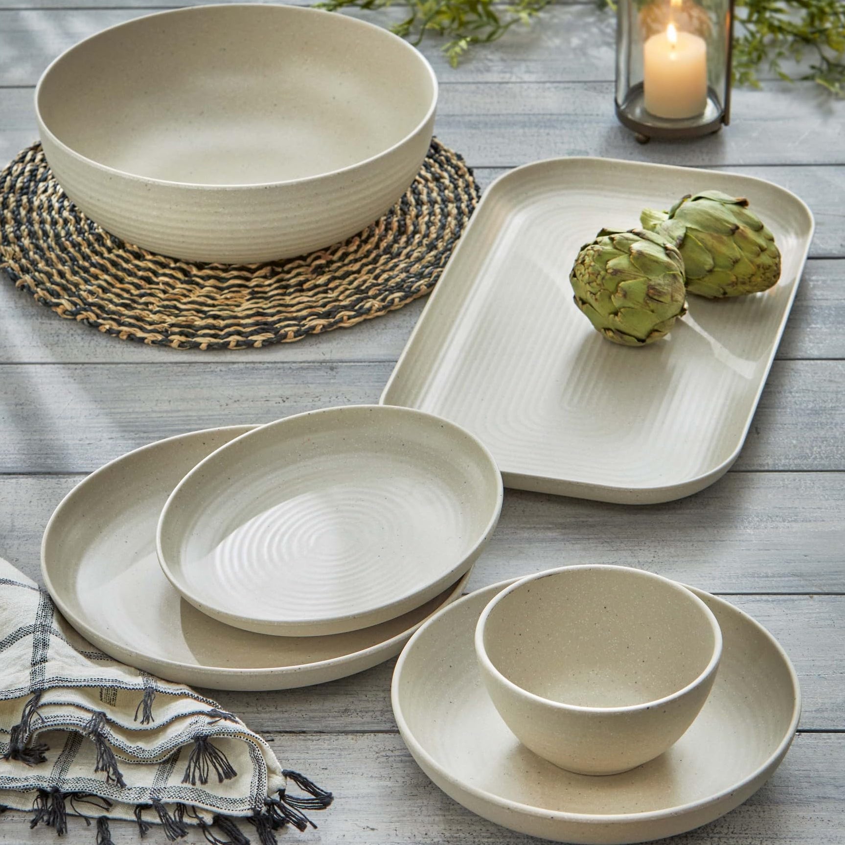 Brooklyn Melamine Dinnerware - Cream