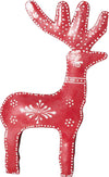 4-1/2"H Hand Painted Metal Reindeer w/Pattern, Red & White