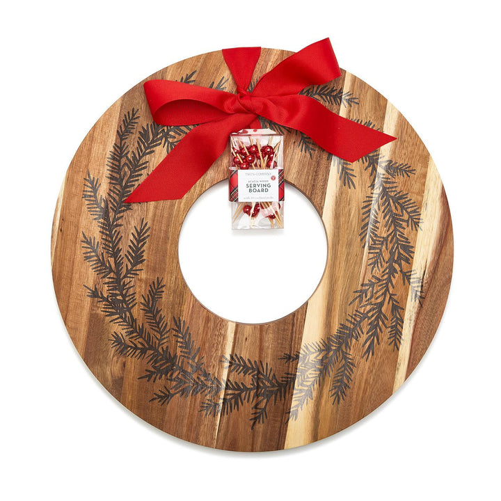 Holiday Wreath Charcuterie/Dessert Serving Board with 20 Picks