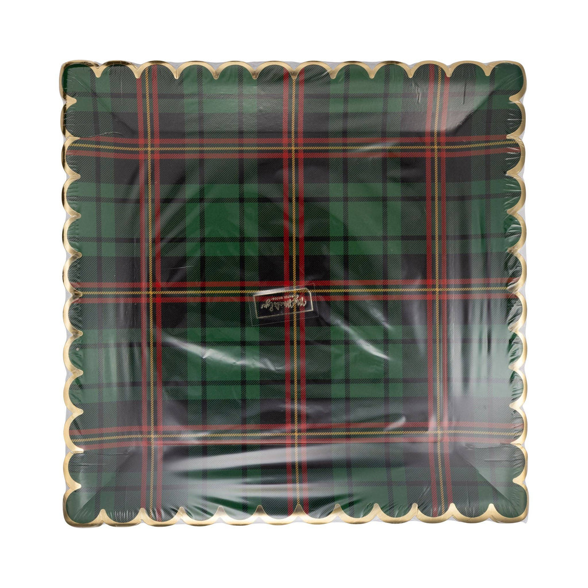 Green Plaid Christmas 10" Square Dinner Plates