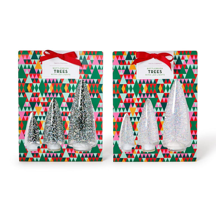 All Lit Up Set of 3 LED Bottlebrush Trees