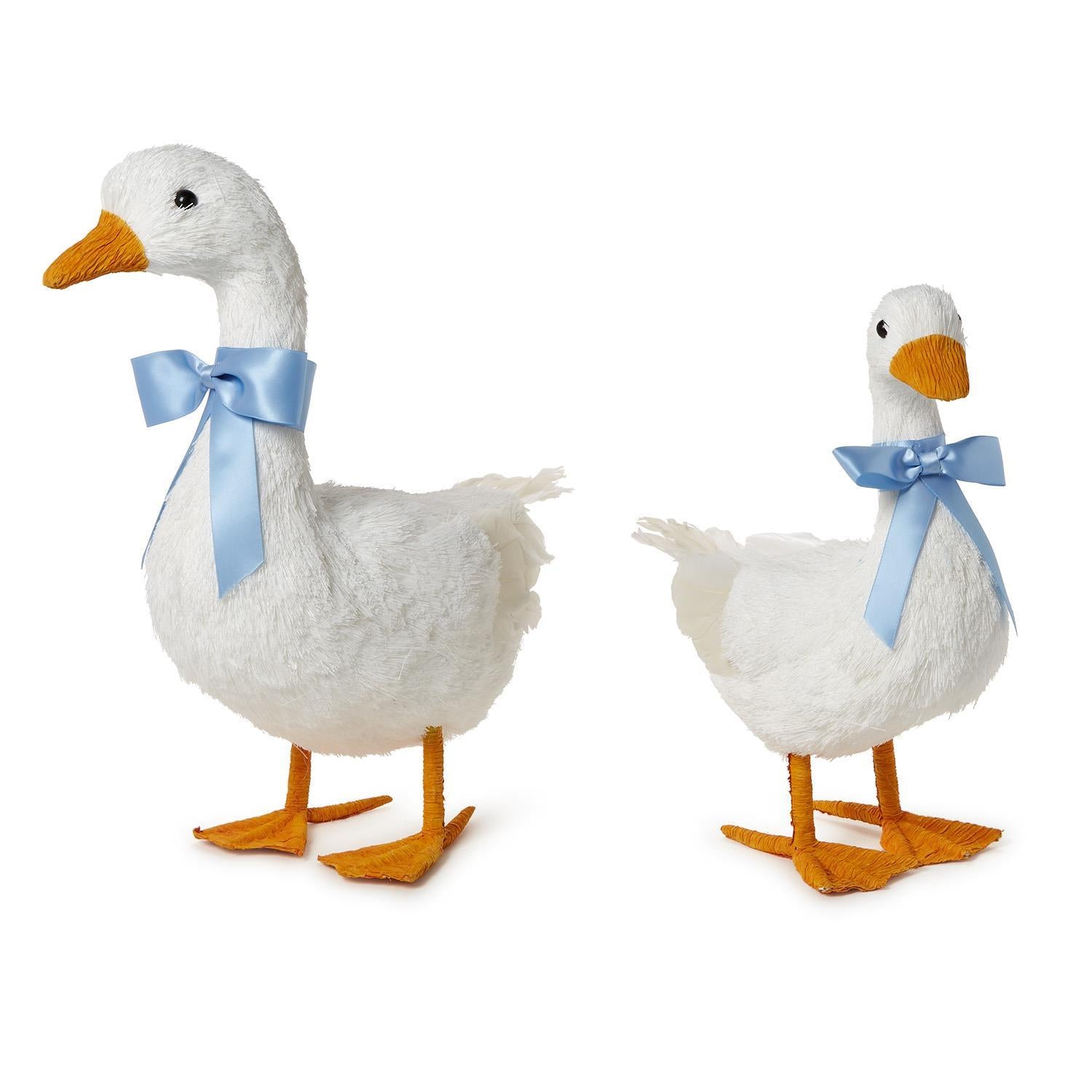 Hand crafted Geese with Satin Bow
