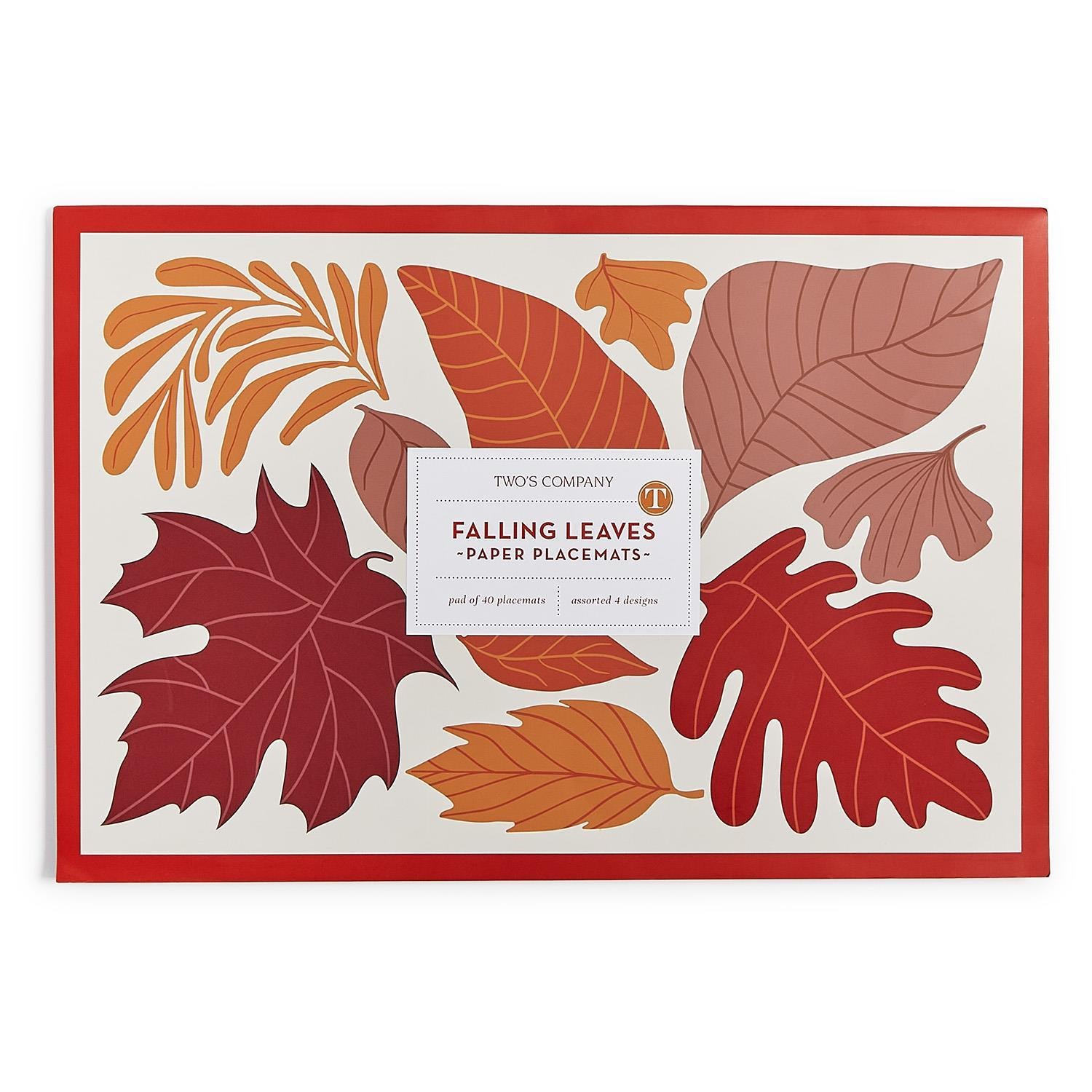 Pack of paper placemats with leaf design on a white background