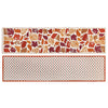 Reversible table runner with autumn leaf design on a white background