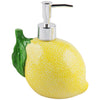 Lemon-shaped soap dispenser with a pump on a white background