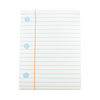Sheet of paper table runner with blue lines and two blue dots on a white background