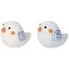 Two bird-shaped salt and pepper shakers on a white background