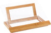 Bamboo and acrylic recipe book holder on a white background
