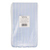 Pack of blue striped paper napkins with a visible brand label on a white background