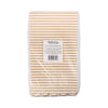 Pack of paper napkins with tan and white stripes and a visible brand label on a white background