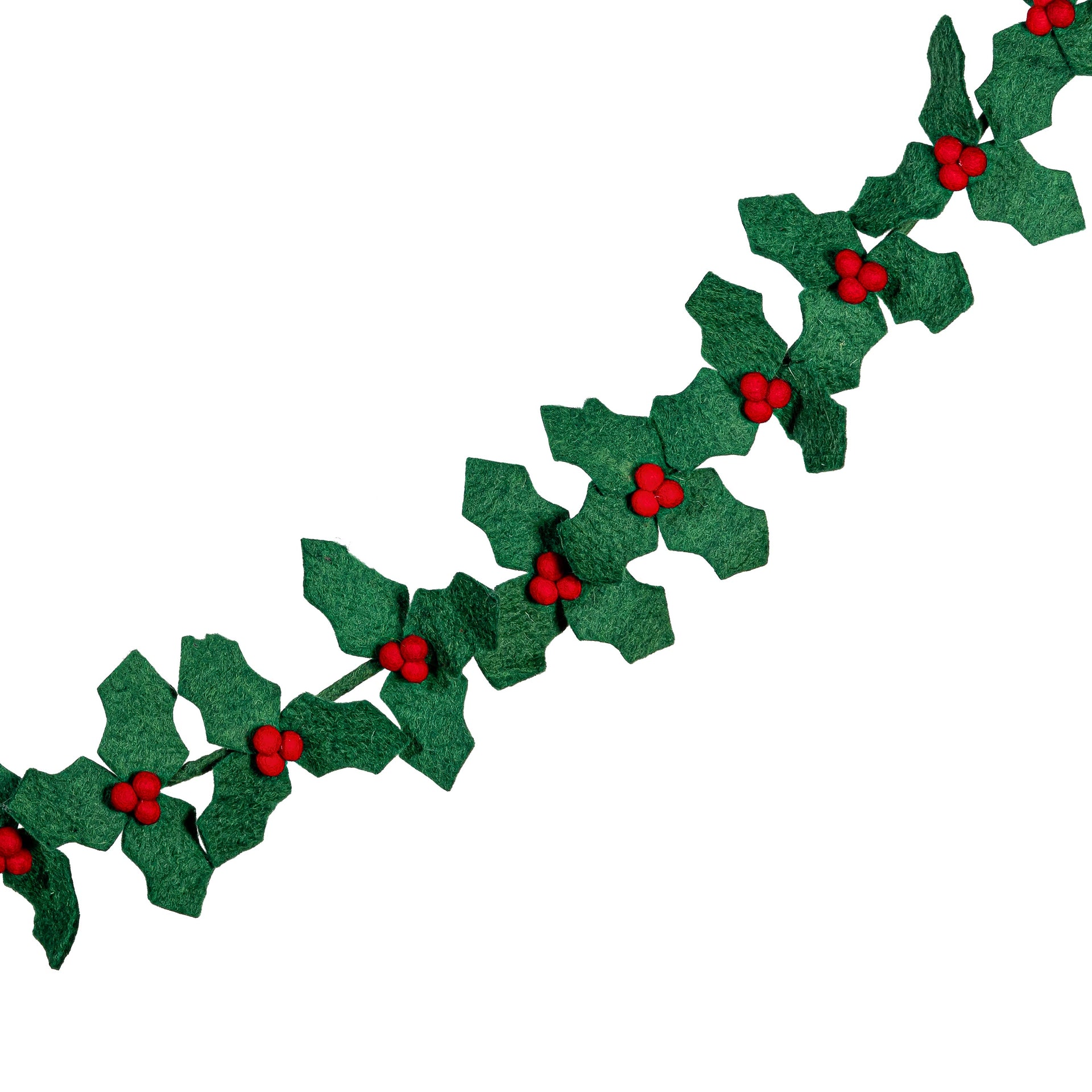 Holiday Poinsettia Garland Holly and Berries Felt