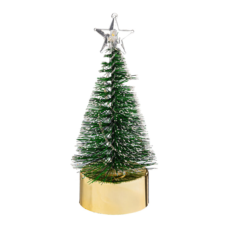 Shades of Green Led Christmas Tree Bottle Brush Plastic 5"