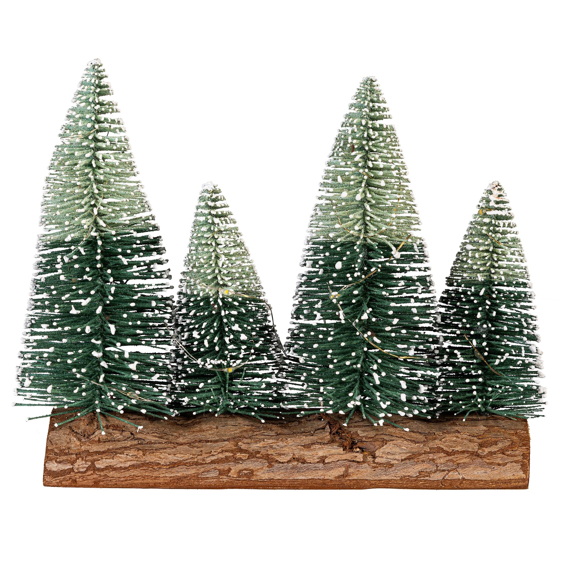 Shades of Green Plastic and Wood Ombre Bottle Brush Trees