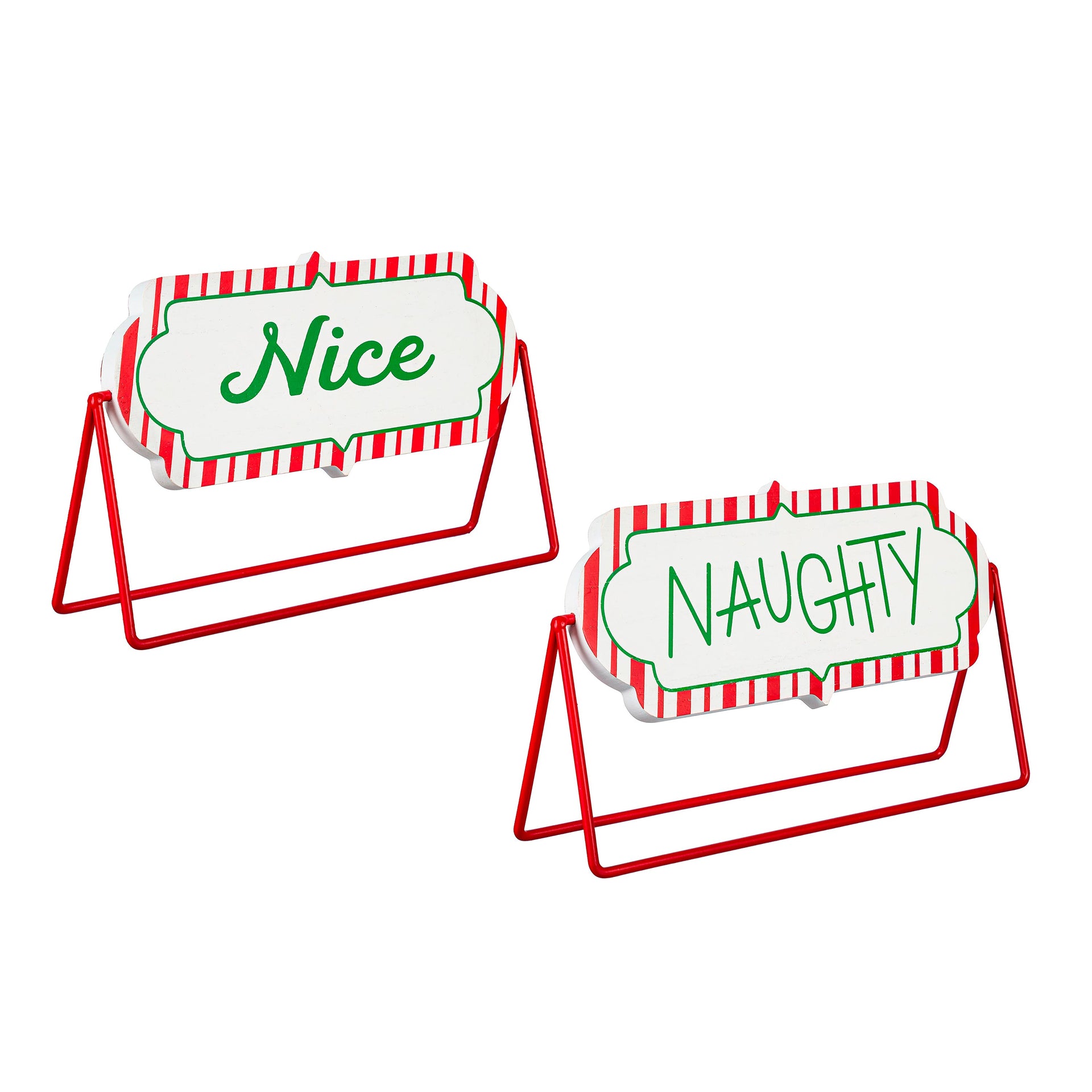 Naughty or Nice Reversible Wood and Metal
