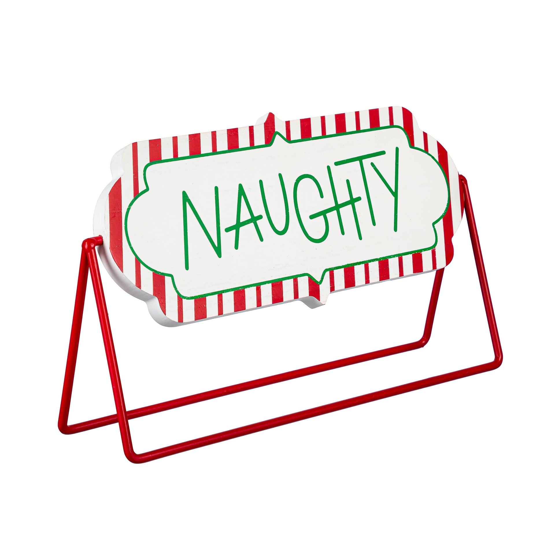 Naughty or Nice Reversible Wood and Metal