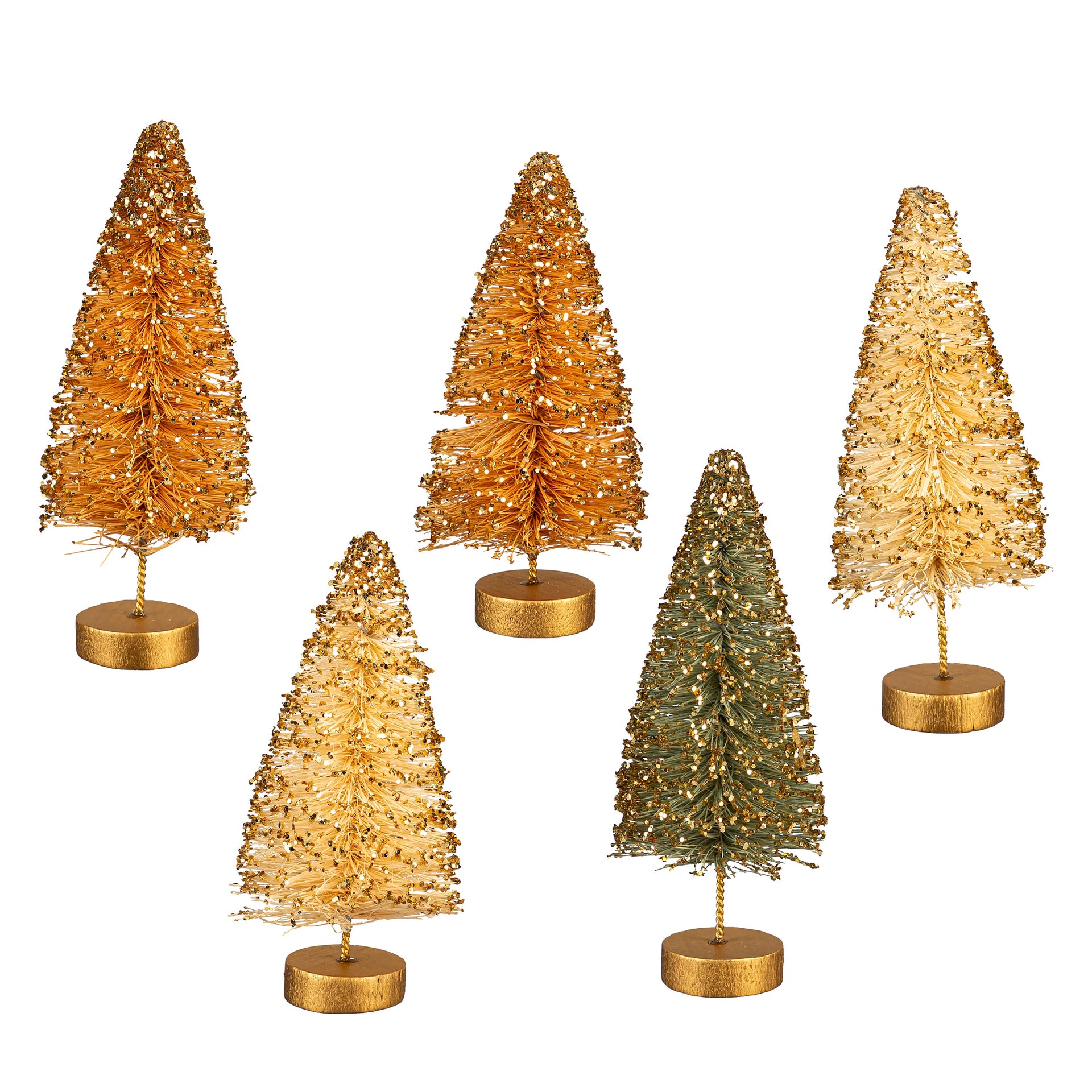 Shades of Green Table Décor Bottle Brush Trees