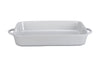 White rectangular baking dish on a white background