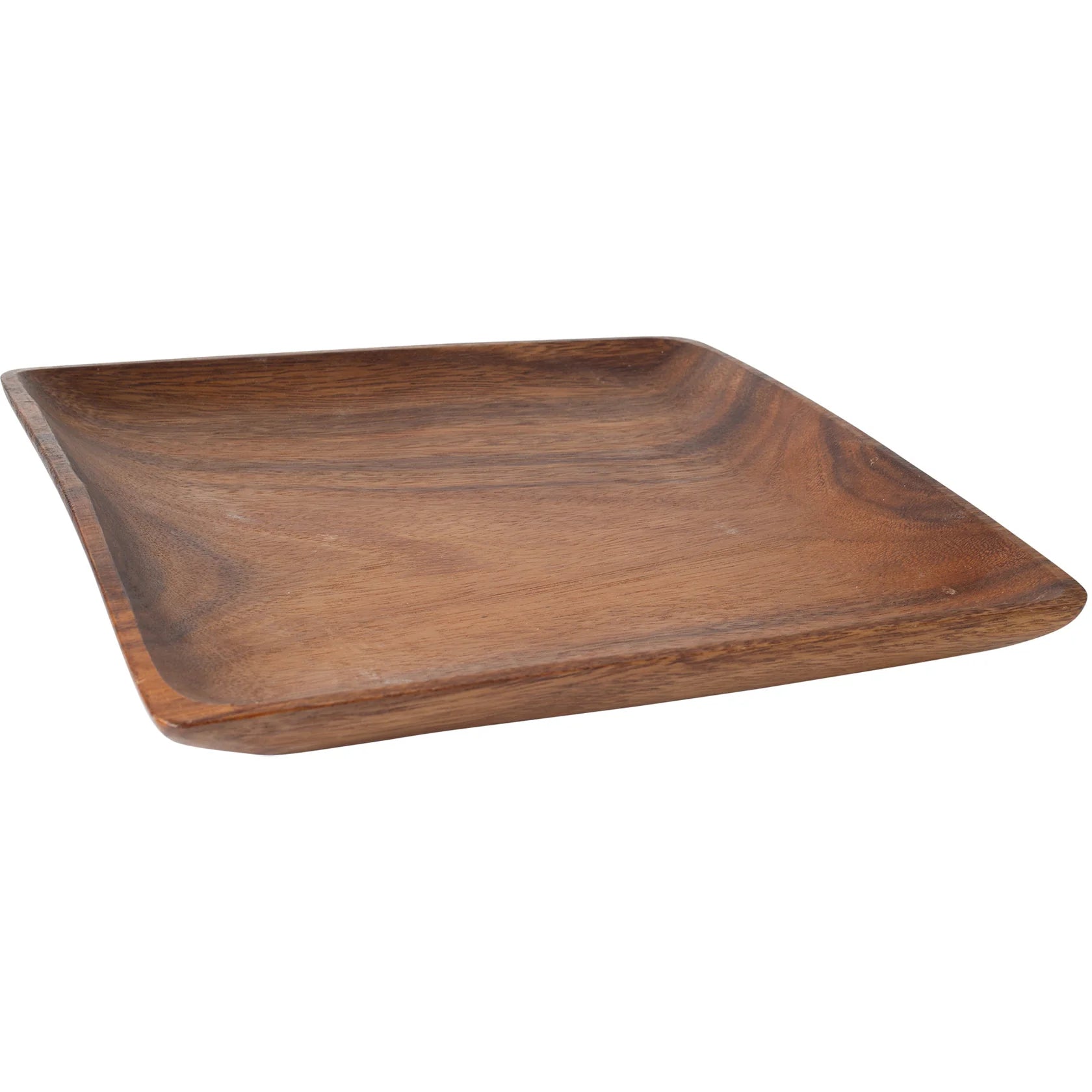 Wooden square platter on a white background