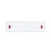 A white rectangular table runner with a dashed red border and two small red cherry motifs at each end, shown on a plain white background.