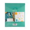 Packaging of My Mind's Eye paper goods with illustrations on a teal background