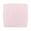 Pink napkin with gold polka dots on a white background