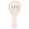 Speckled white spoon rest with black dancing skeletons design on a white background