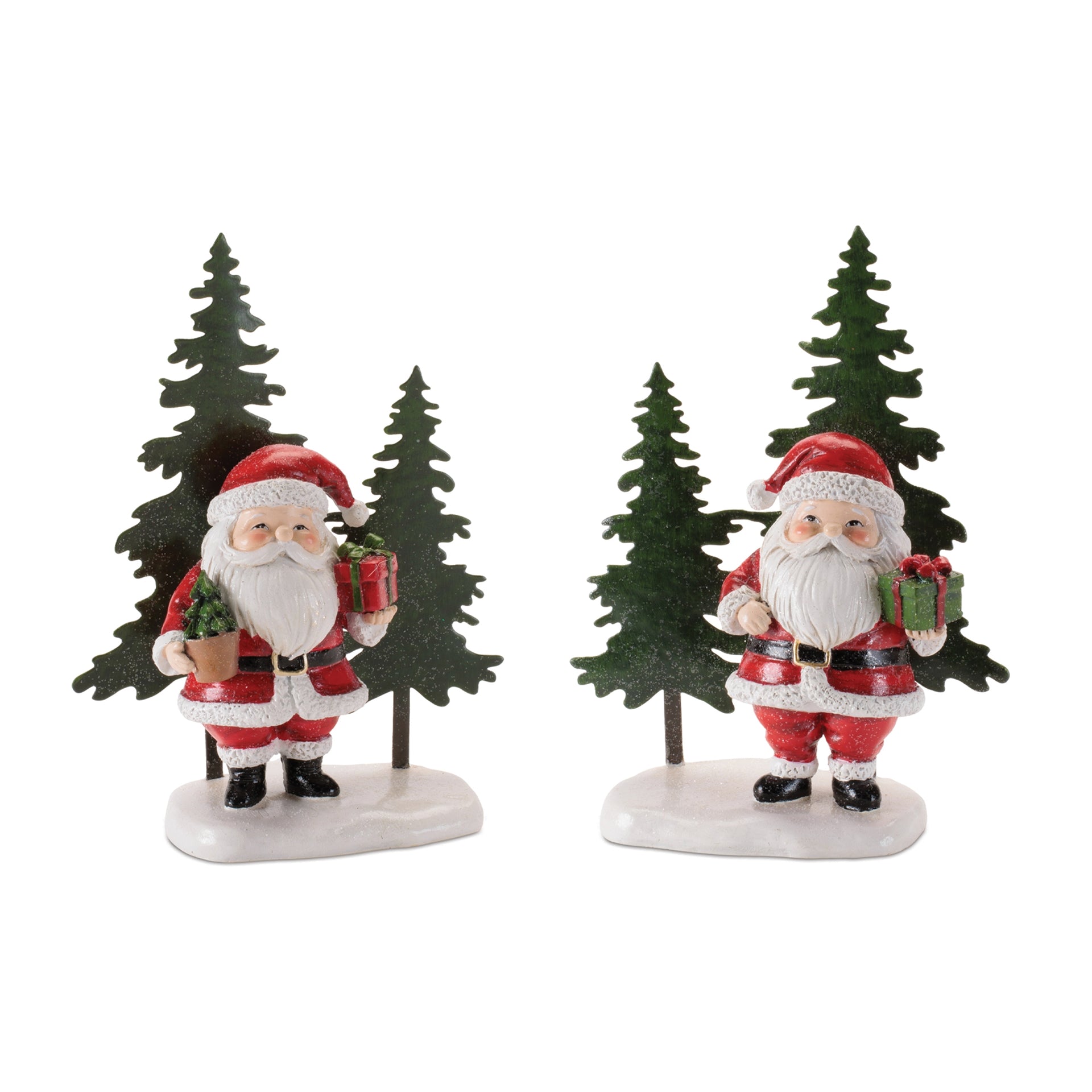 Santa w/Tree and Package Figurine
